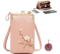 Generico Cross-Body Wallet with Cell Phone Holder,Mini Shoulder Bags with Credit Card Slots,Lightweight PU Leather Pocket Bags (Light Pink, 4.3 * 2 * 7.7in)
