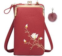 Generico Cross-Body Wallet with Cell Phone Holder,Mini Shoulder Bags with Credit Card Slots,Lightweight PU Leather Pocket Bags (red, 4.3 * 2 * 7.7in)