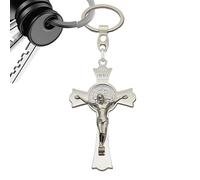 Generico Cross Keychain - Catholic Cross Charm With Metal Craft Detail, Faith Symbol Accessory, Key Holder For Believers For Everyday Carry, Polished Silver Finish Smooth Edges Style