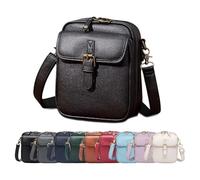 Generico Crossbody Leather Bag,Double Layer Large Capacity Messenger Bag, Retro faux leather built-in wallet anti-theft bag (Black)