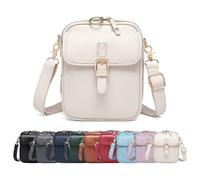 Generico Crossbody Leather Bag,Double Layer Large Capacity Messenger Bag, Retro faux leather built-in wallet anti-theft bag (White)