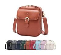 Generico Crossbody Leather Bag,Double Layer Large Capacity Messenger Bag, Retro faux leather built-in wallet anti-theft bag (Brown)