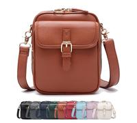 Generico Crossbody Leather Bag, Double Layer Large Capacity Messenger Bag, Vintage Faux Leather Built in Purse Anti Theft Bags (Brown)