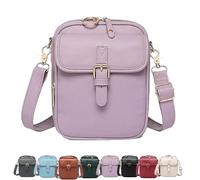 Generico Crossbody Leather Bag, Retro Double-Layer Large Capacity Mini Crossbody Bags, Anti-Theft Shoulder Bags with Card Slots (Purple)