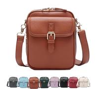 Generico Crossbody Leather Bag, Retro Double-Layer Large Capacity Mini Crossbody Bags, Anti-Theft Shoulder Bags with Card Slots (Brown)