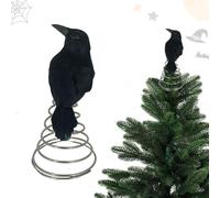 Generico Crow Decoy, Halloween CorvidMini Tree Topper, 7.48x3.78x5.12 Inches Artificial Birds Model Decoration, for Hunting Lawn Outdoor Porch Yard Pool Indoor Patio Garden Halloween Party Display