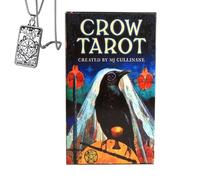 Generico Crow Tarot - Mazzo tascabile per principianti con collana - Design mistico, facile da usare