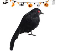 Generico Crows Artificiali Halloween | Figura di Uccelli di Piuma Nera Fatta a Mano con consistenza realistica | Accessorio Raven, Ornamento Artigianale di, Dettagli Decorativi, Festa, Natale