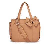 Generico Crush Bow Tote Bag for Women, Fluffy & Lightweight Crush Bow Tote Bag, with Multiple Compartments (Brown)