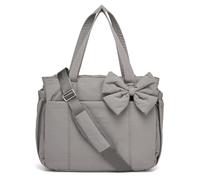 Generico Crush Bow Tote Bag for Women, Fluffy & Lightweight Crush Bow Tote Bag, with Multiple Compartments (Gray)