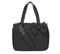 Generico Crush Bow Tote Bag for Women, Fluffy & Lightweight Crush Bow Tote Bag, with Multiple Compartments (Black)