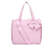 Generico Crush Bow Tote Bag for Women, Fluffy & Lightweight Crush Bow Tote Bag, with Multiple Compartments (Pink)