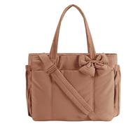 Generico Crush Bow Tote Bag for Women, Lightweight and Fluffy Bow Handbag, Stylish Handbag for Work, Travel, Beach, Shopping (Brown)