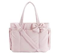 Generico Crush Bow Tote Bag for Women, Lightweight and Fluffy Bow Handbag, Stylish Handbag for Work, Travel, Beach, Shopping (Pink)