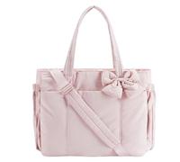 Generico Crush Bow Tote Bag for Women, Lightweight and Fluffy Bow Handbag, Stylish Handbag for Work, Travel, Beach, Shopping (Pink)