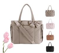 Generico Crush Bow Tote Bag for Women, Lightweight Crush Bow Tote Bag For Women, for Women's Daily Commuting, Shopping, Travel (Camel)