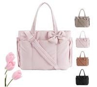 Generico Crush Bow Tote Bag for Women, Lightweight Crush Bow Tote Bag For Women, for Women's Daily Commuting, Shopping, Travel (Pink)