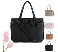 Generico Crush Bow Tote Bag for Women, Lightweight Crush Bow Tote Bag For Women, for Women's Daily Commuting, Shopping, Travel (Black)