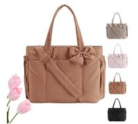 Generico Crush Bow Tote Bag for Women, Lightweight Crush Bow Tote Bag For Women, for Women's Daily Commuting, Shopping, Travel (Brown)