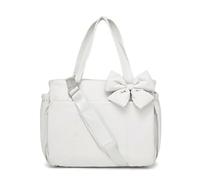 Generico Crush Bow Tote Bag for Women, Lightweight Puffy Quilted Shoulder Bag,for Daily Commuting, Work, Shopping&Travel (White)
