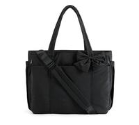 Generico Crush Bow Tote Bag, Lightweight Puffy Quilted Shoulder Bag, Stylish Handbag for Work, Travel, Beach, Shopping (Black)