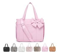 Generico Crush Bow Tote Bag, Quilted Puffer Crossbody Purse Lightweight with Multi Pockets, Fits 15.6 Inch Laptop (pink)