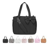 Generico Crush Bow Tote Bag, Quilted Puffer Crossbody Purse Lightweight with Multi Pockets, Fits 15.6 Inch Laptop (black)