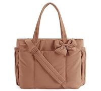 Generico Crush Bow Tote Bag with Bow, Stylish Crush Bow Tote Bag for Women, for Work, Travel, Beach, Shopping, Stylish Handbag (Brown)