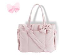 Generico Crush Bow Tote Bag, Women's Crush Bow Tote Bag - Stylish Handbag with Bows Accent for Everyday Use (Pink)