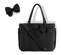 Generico Crush Bow Tote Bag, Women's Crush Bow Tote Bag - Stylish Handbag with Bows Accent for Everyday Use (Black)