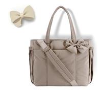 Generico Crush Bow Tote Bag, Women's Crush Bow Tote Bag - Stylish Handbag with Bows Accent for Everyday Use (Camel)