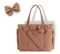 Generico Crush Bow Tote Bag, Women's Crush Bow Tote Bag - Stylish Handbag with Bows Accent for Everyday Use (Brown)