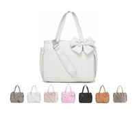 Generico Crush Bow Tote Bags, for Women, Fluffy & Lightweight Crush Bow Tote Bag (Off-white)