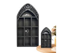 Generico Crystal Moon Shelf - Wooden Wall Display Shelf, Gothic Home Decor Rack, Decorative Moon Cabinet | 7.8 Inch, Rack For Bedroom Nail Stones Crystal Display, Trinket Racks Wall, 1*Pc