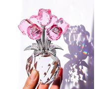 Generico Crystal Rose Ornament, A Timeless Symbol Of Elegance And Love, 3d Red Rose Figurine Crystal Glass Flowers With Stems, Artificial Flower Design Ornament(C: pink)