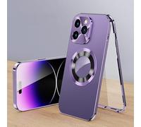 Generico Cubiccredit Phone Case, Cubiccredit Double-Sided Magnetic Phone Case, Double-Sided Anti-Peep Glass Mobile Phone Electroplated Glass Case for iPhone (14 Pro Max,G-Hd)