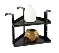 Generico Cubicle Shelves - Cubicle Organizer with Hook, Space Saving Counter Storage Rack, 2 Layer Shelf, Metal Frame Shelf for Home, Work, Bedroom, Wall, Black Metal, 8.47 Inches