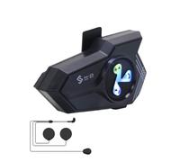 Generico Cuffia Per Casco Moto | Intercomunicatore Motociclistico - Auricolare Impermeabile Antirumore Con Assistente Vocale Luce Colorata Per Escursioni All'aperto Moto Da Neve