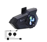 Generico Cuffia Per Motocicletta - Di Comunicazione Senza Fili,Auricolare Impermeabile Antirumore Con Assistente Vocale Luce Colorata Per Escursioni All'aperto Moto Da Neve