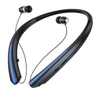 Generico Cuffie Bluetooth con archetto da collo Auricolari retrattili wireless Chiamata auricolare cancellazione del rumore Tempo di gioco resistente al sudore(Black Blue)