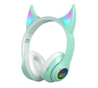 Generico Cuffie da gioco sopra l'orecchio, cuffie sopra l'orecchio wireless | Cuffie sportive wireless Devil Cat Ear, over-ear leggere, padiglioni auricolari per giochi con luci respiratorie col
