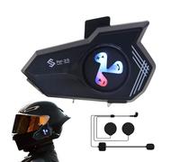 Generico Cuffie Per Motociclette,Intercomunicatore Motociclistico - Auricolare Impermeabile Antirumore Con Assistente Vocale Luce Colorata Per Escursioni All'aperto Moto Da Neve