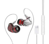 Generico Cuffie USB C - Auricolari Cablati USB C | Auricolari Intrauricolari Cablati Con Cavo Lungo | Cuffie Con Cancellazione Del Rumore Compatibili Con PC Computer, Dispositivi Smartphone (Argento)