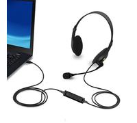 Generico Cuffie USB Con Microfono - Auricolari Cablati Con Microfono Boom | Cuffie Audio Clear Voice, Volume In Linea E Disattivazione Audio, Vestibilità Comoda | Per La Scuola A Casa, Riunioni