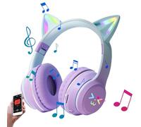 Generico Cuffie Wireless Cat Ear - Pieghevoli, Auricolari Stereo, Design Regolabile Sopra L'orecchio, Wireless Portatili Per Tablet Smartphone Laptop Computer Musica Giochi Bambini Adol
