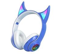 Generico Cuffie wireless sopra l'orecchio,Cuffie sopra l'orecchio per giocatori, sportive wireless Devil Cat Ear - da giocatore leggere, cuffie sportive con luci respiratorie colorate per giocare