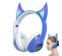 Generico Cuffie wireless sopra l'orecchio,Cuffie sopra l'orecchio per giocatori - sportive wireless Devil Cat Ear - over-ear leggere, padiglioni auricolari per giochi con luci respirator