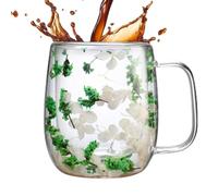 Generico Cup di tè a fiori | Doppio muro di per infusioni di fioritura secca | Tazza di caffè, supporto per caffè, design elegante, resistente al calore, per cappuccino, latte, succo, bevande fr