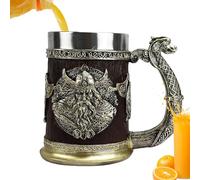Genérico Cups | 600 ml Resin Stainless Steel Mug - Whiskey Mugs, Beer Tankard For Men, Beer Cup Stein For Gothic Decor, Norse Decor, Wooden Gift