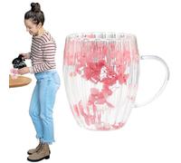 Generico Cups With Dried Flowers - 300ml Double-Walled Insulated Coffee Mugs, Clear Glass Cups With Handles, Heat-Resistant Cappuccino And Latte Glasses, Milk Beverage Glass For Men And Women